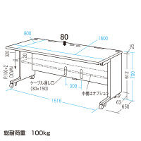 【在庫限り】【処分品】サンワサプライ CAIデスク 幅1600×奥行800×高さ700mm CAI-168HN 1台（直送品）