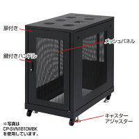 サンワサプライ 19インチサーバーラック メッシュパネル仕様（18U） CP-SVN1890MBK 1台（直送品）