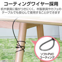 セキュリティワイヤー タブレット・薄型ノートPC対応 ダイヤル錠　吸盤タイプ 1.8m 直径3mm ESL-Q エレコム 1個（直送品）