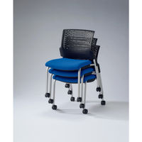 ライオン事務器 ミーティングチェア スターブ No.1761F キャスター付4本脚タイプ 背ヌード 肘付 ブラック 1脚（直送品）