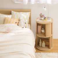 白井産業 チャモス じゃばら扉の円柱ラック 1段 背面化粧処理済 ナチュラル 幅372×奥行372×高さ321mm 1台（直送品）