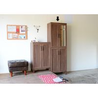 佐藤産業 GENKA ジェンカ シューズボックス ブラウン 幅580×奥行350×高さ1732mm GK175-60 1台（直送品）