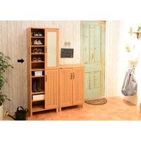 佐藤産業 GENKA ジェンカ シューズボックス ダークナチュラル 幅580×奥行350×高さ1732mm GK175-60 1台（直送品）