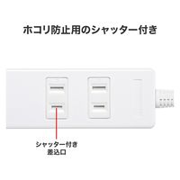 延長コード 電源タップ 2m 2P（ピン） 2個口 シャッター ホワイト TAP-B101UC-2W サンワサプライ 1本