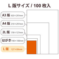 プリンター用紙 写真用紙 L判 100枚 光沢 高グレード 厚手 写真プリント用紙 ホワイト EJK-HQL100 エレコム 1個