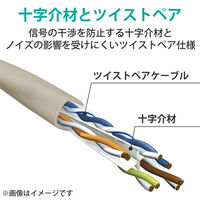 LANケーブル CAT6A 2m 爪折れ防止 簡易パッケージ ライトグレー LD-GPAT/LG2/RS エレコム 1個