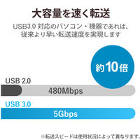 USBハブ USB-A×4ポート ケーブル収納 USB3.0 バスパワー ブラック U3H-K417BBK エレコム 5個（直送品）