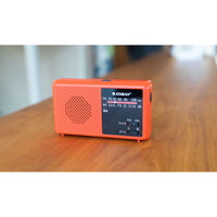 【ラジオ】太知ホールディングス　防災用　手回し　備蓄ラジオ　赤　ECO-5　5台