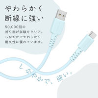 MOTTERU シリコン製USB-A to USB-Cケーブル 2m ペールアイリス MOT-SCBACG200-PU 1個