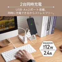 USB充電器 USB-A 2ポート 12W スマホ タブレット 2台同時充電 AC充電器 ブラック OWL-AC12WA2-BK
