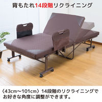 【軒先渡し】Sunharvest 手すり付き折りたたみベッド 完成品 ブラウン TS-100 BR 1台（直送品）