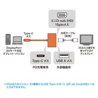 サンワサプライ VGA付USB Type-Cハブ USB-3TCV1BK 1個