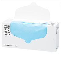 アスクル　ポリエチレンガウン フィンガーフック ブルー　使い捨て　PE　プラスチック　袖付き　ディスポ　感染対策　青　1箱（10枚入） オリジナル