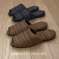 富士工業 布地風スリッパ デコア 前開き Lサイズ ブラック AK137BK 1足