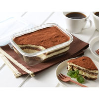 ヨシカワ 4点ロック式ガラス保存容器370 4209336 1セット(3個)（直送品）