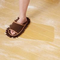 アイメディア モップスリッパ マイクロファイバー 22.5～25cm 履くモップ 掃除 スリッパ ブラウン 367493 1個（直送品）