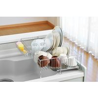 ヨシカワ シンクサイド側の広がる水切り深型 幅20×奥行47cm 水切りラック 1305933 1台（直送品）