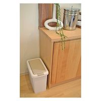 サンコープラスチック ゴミ箱 ふた付き スリムプッシュ 20L ライトベージュ 266572 1個