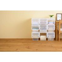 SANKA 収納ボックス 前開き ナチュラ フロック 30 スリム 深型 幅29×奥行46×高さ31cm 4段階ストッパー 278869 1個