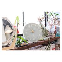 キーストーン 置き時計 アナログ 卓上 時計 エンボスメタル マリン ネイビー ライトブルー 362949 1個（直送品）