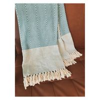 キーストーン マルチカバー コットンスロー ウェーブ 140×200cm ブルー 380393 1個（直送品）