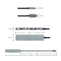 USBハブ Type-C接続 HDMI×1 カードスロット×1 Type-C×2 USB-A×2 ドッキングステーション タイプC