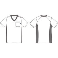 明石スクールユニフォームカンパニー VネックTシャツ グレー杢×ネイビー杢 M UZL3201-20-M 1枚（直送品）