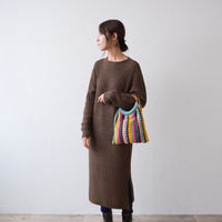 原ウール Knitworm 編み物キット 3-9　カラフル編み地のバッグキット 1セット（直送品）
