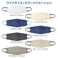 3D立体型マスク 5枚入 ワイド グレージュ/黒 3袋セット カラフル JBY-AS 1セット（3袋） エスパック（直送品）