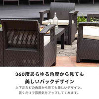 三栄コーポレーション ラタン調ガーデンソファ・テーブル 4セット　ブラウン A1-LZN4SETBRBE 1セット（直送品）