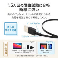 オウルテック 巻取り式 Type-A to Lightning ケーブル ブラック1.2m OWL-CBR2AL12-BK 1個