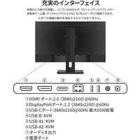 JAPANNEXT 28インチワイド4K液晶モニター Type-C対応/上下昇降機能/縦横回転機能 1台