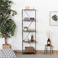 不二貿易 EZBO ワイヤーラック ５段 幅420×奥行310×高さ1365mm ミディアムブラウン 77544 1台（直送品）