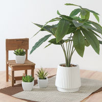 不二貿易 フェイクグリーン パキラ セラミックポット 41128 1個