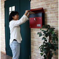 【軒先渡し】ヤマソロ Land ランド 壁掛けポスト レッド 幅350mm 1台（直送品）