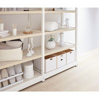 オカムラ BRIO ブリオ 連結用セット 天地4段 ホワイトフレーム 木棚板 プライズウッドライト 幅890×奥行450×高さ1100mm 6011 （取寄品）