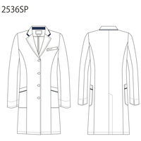 フォーク レディスシングルコート ホワイト LL 2536SP-1 1枚　白衣　ドクターコート