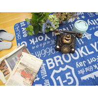 萩原 綿混ラグ ブルックリン ブルー 約185×185cm 1枚（直送品）