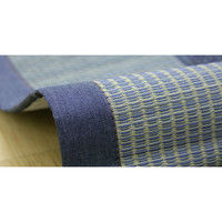 萩原 い草センターラグ（裏貼り） デニムパッチ BL ブルー 約176×176cm 1枚（直送品）