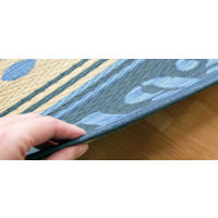 萩原 い草センターラグ（裏貼り） 英字マリン BL ブルー 約176×176cm 1枚（直送品）