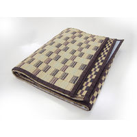 萩原 い草コンパクトラグ（裏貼り） キハチ ブラウン 約180×180cm 1枚（直送品）