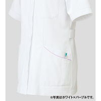 KAZEN メンズジャケット半袖 （医務衣） 医療白衣 ホワイト×ネイビー L 093-28（直送品）