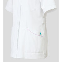 KAZEN メンズジャケット半袖 （医務衣） 医療白衣 ホワイト×パープル L 093-29（直送品）