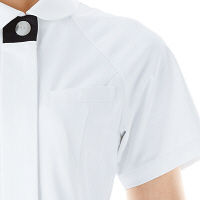KAZEN ワンピース半袖 （ナースワンピース） 医療白衣 ホワイト×ネイビー L 049-28（直送品）
