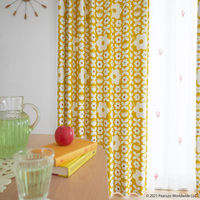 スミノエ PEANUTS セミオーダー カーテン フラワーメイズ 2200×1100mm イエロー 1セット(2枚入)（直送品）