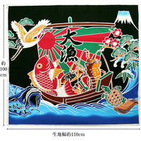 コスモテキスタイル 大漁旗 プリント生地 100cm×110cm 黒 AP85801-4 1枚