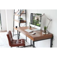 ICHIBA ウォルナットデスク 引出し付 幅1100×奥行500×高さ725mm ダークブラウン ブラック T-2546BR/ 1台（直送品）