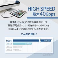 USB4ケーブル - USB（C）[オス] 0.8m 100W 40Gbps ブラック オウルテック 1本