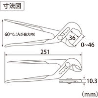 ロブテックス ウォーターポンププライヤ（バネ付）　250ｍｍ WP250S 1丁