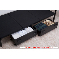 ファミリー・ライフ　木製棚付きパイプベッド引き出し付き　シングル　シルバー 1台　（直送品）